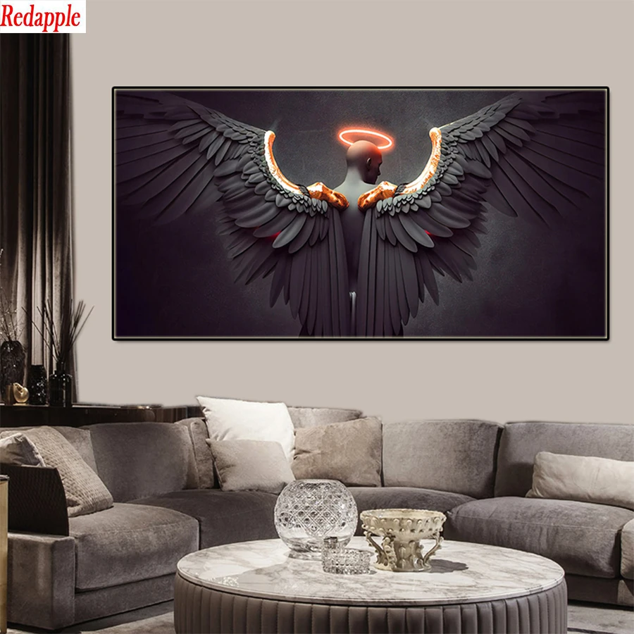 

5D DIY Diamond Painting Fantasy art angel black wings Full Square Round Drill Embroidery Cross Stitch 5D icon gift Home Decor