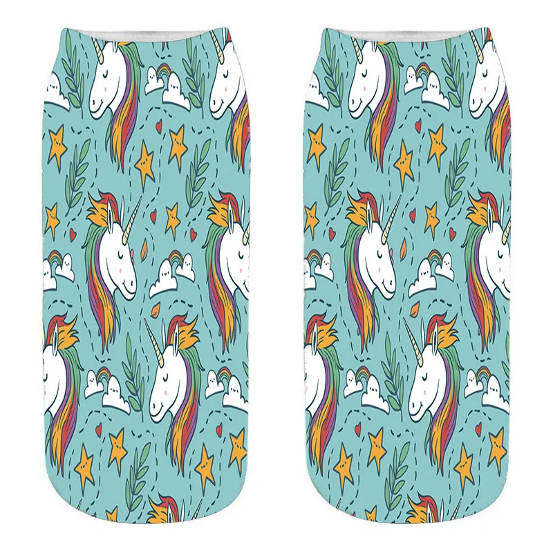 Носки женские с 3D принтом модные креативные дизайнерские короткие мультяшным