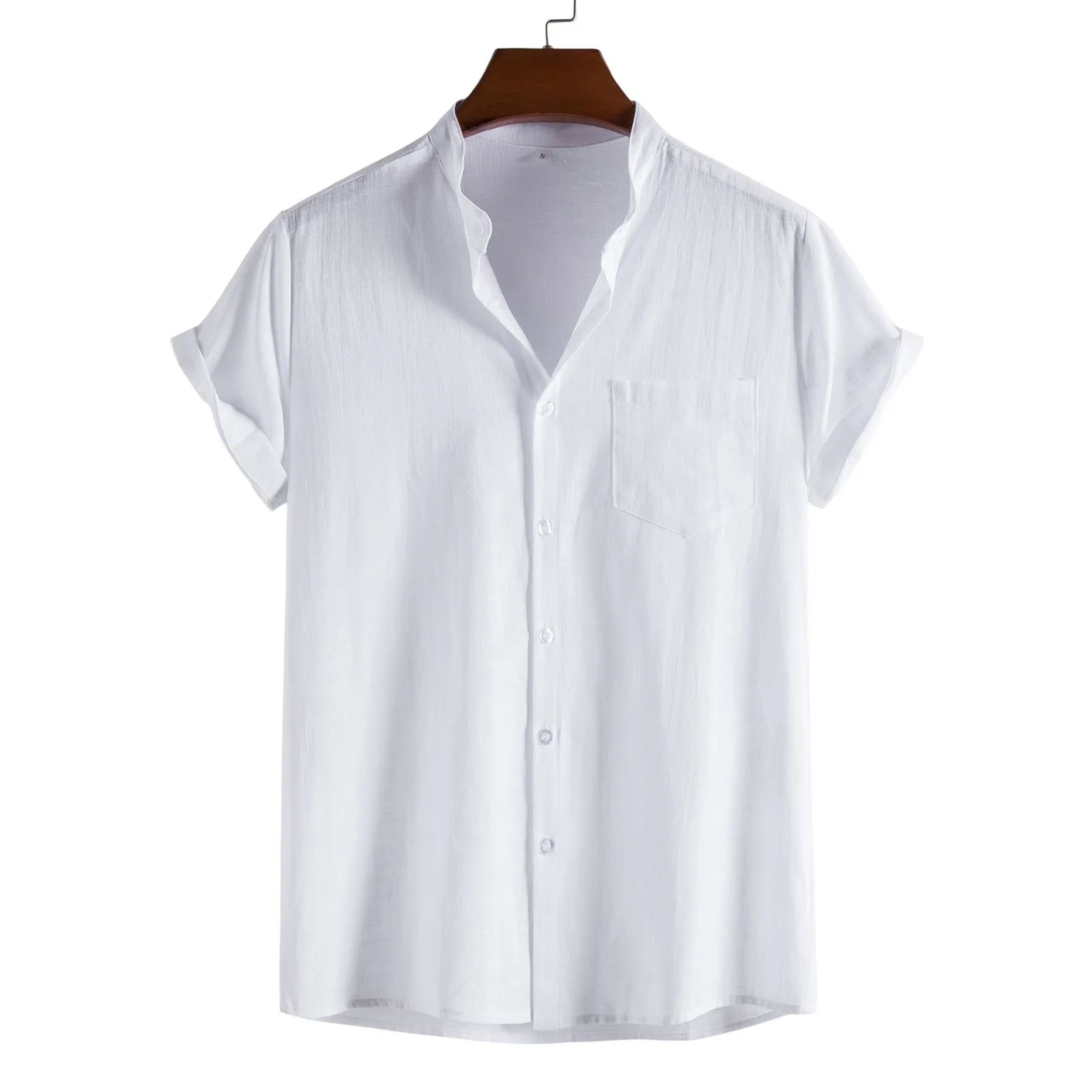 Рубашка мужская на пуговицах с коротким рукавом и отложным