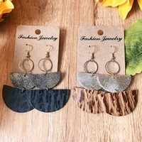 new layering genuine leather semicircle dangle earrings for women geometric vintage style simple summer boho jewelry lightweight