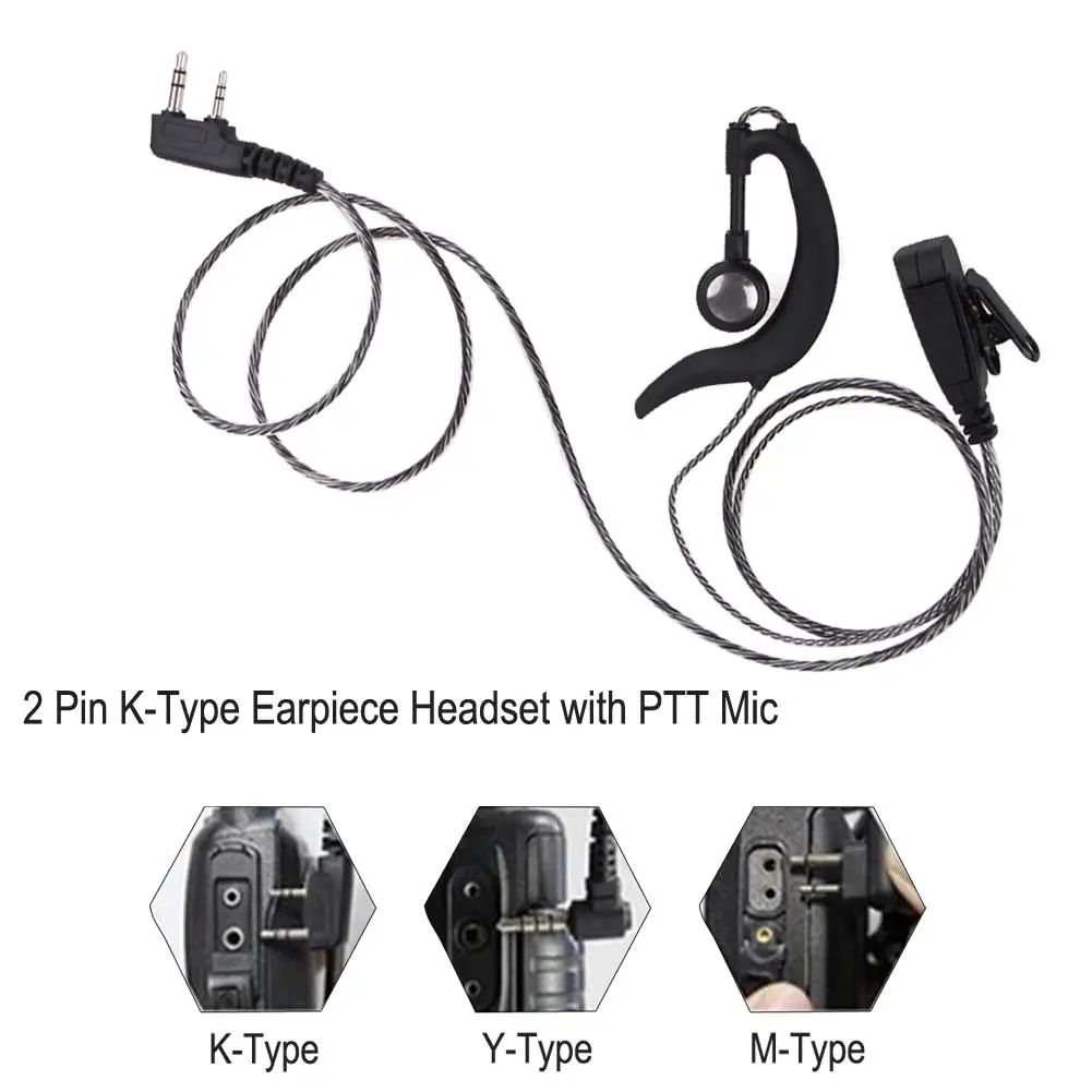 

1m K Тип штекер 2 Pin гарнитура проводные наушники с микрофоном PTT для BAOFENG для KENWOOD для переносного приемо-передатчика