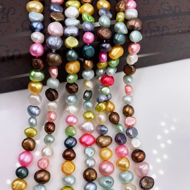 Free Shipping 4 5mm 6 7mm 7 8mm Select by Size! Mixed Colors Baroque Potato Natural Freshwater Pearl Loose Beads 15&quot|bead strand|potatoes