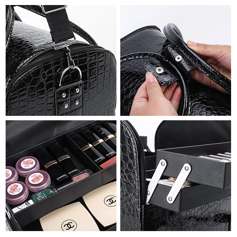 Женская косметичка вместительная Многоуровневая портативная чемодан роскошная