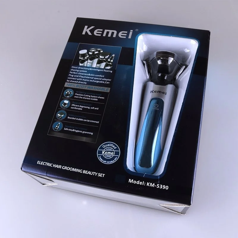 Kemei 4 в 1 моющаяся ЖК электробритва 3D Плавающая 3 лезвия электрические бритвы