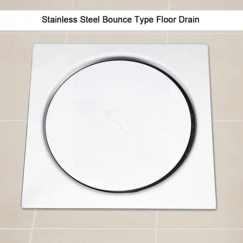 

Up Foot Floor Drain Anti-odor Bath Drains Push Down Plug Room Square Deodorization Cover 10*10cm Matte Shower s