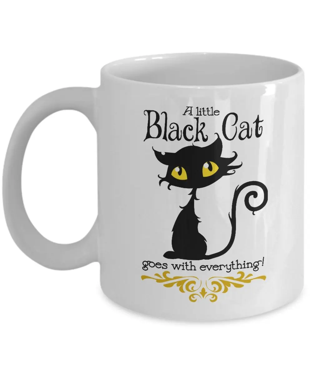 Кофейная кружка 11 унций с маленькой черной кошкой подходит ко всему|Кружки| |