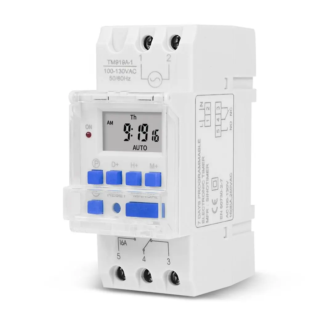 

Electronic Weekly 7 Days Programmable Digital Industrial Time Switch Relay Timer Control 16A Din Rail Mount