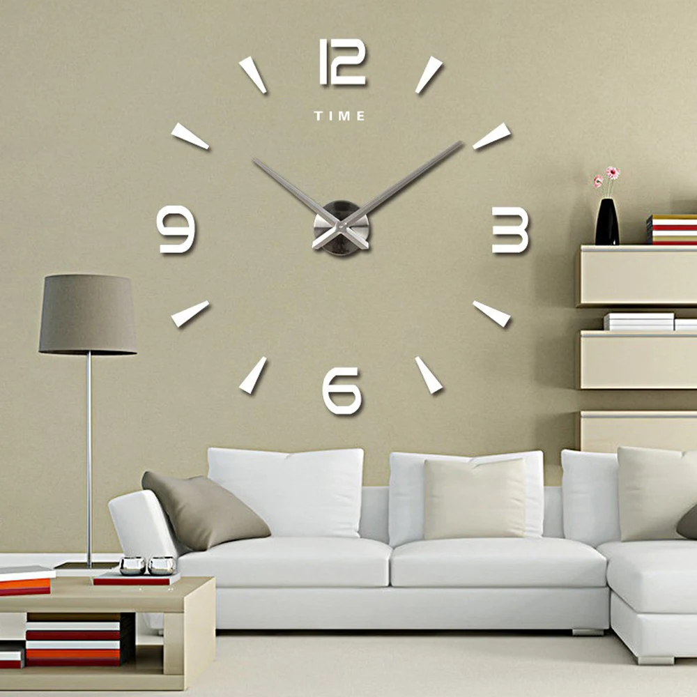 

Large Wall Clock Quartz 3D DIY Big Watch Decorative Kitchen Clocks Acrylic Mirror Sticker Oversize Wall Clocks Home Letter Decor