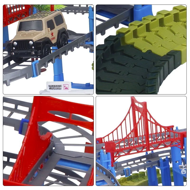 Военная железная дорога гоночный трек игровой набор обучающий гибкий светящийся