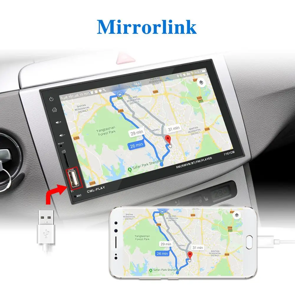 Авторадио 2 din 7 &quotHD сенсорный экран автомобильное радио bluetooth estereo para Авто Зеркало