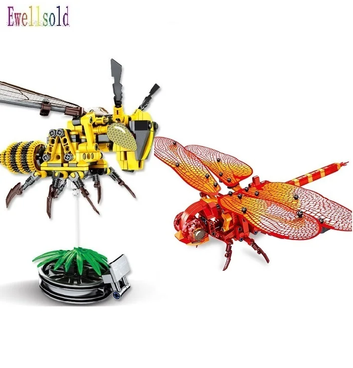 Конструктор сделай сам с имитацией насекомых Красная стрекоза пчела|Игрушечные