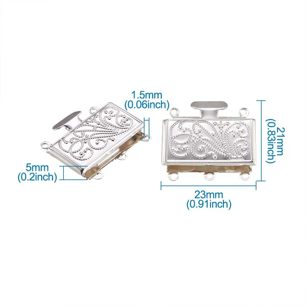 Застежки для ювелирных изделий из латуни 2 комплекта многожильные прямоугольные