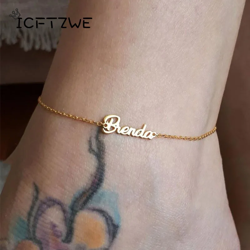Foot Leg Chain Dainty Pulseras Mujer Pesrsonalized Name Anklets For Women Colour Pulseira Beach Jewelry Bridesmaid Gifts