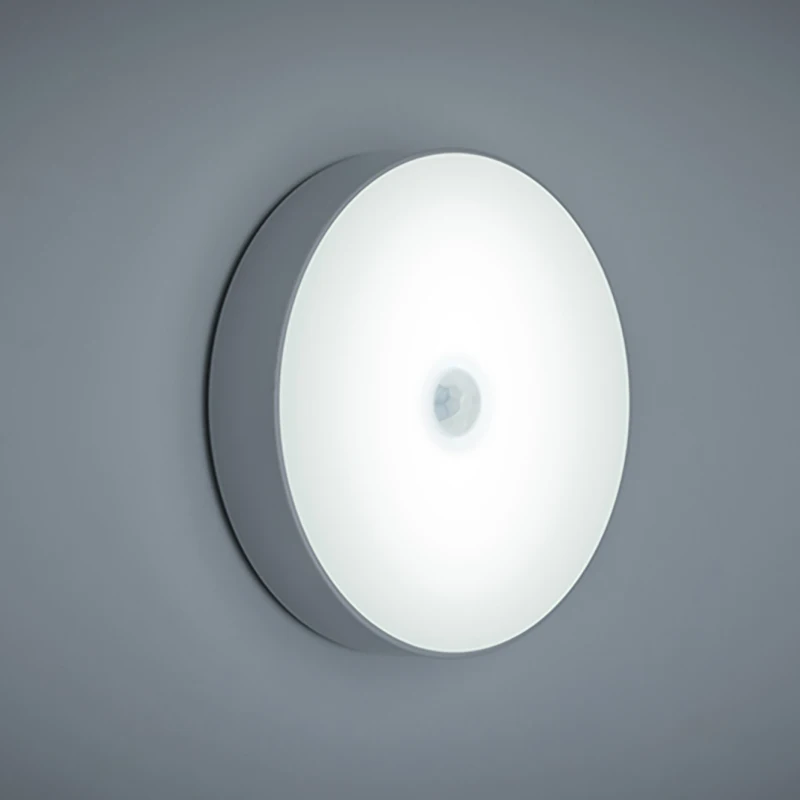White light 6000K Мини перезаряжаемый умный PIR индукционный датчик движения человеческого тела, светодиодный ночник, прикроватный светильник для детской спальни, коридора, гардероба - Испускаемый цвет: White light 6000K