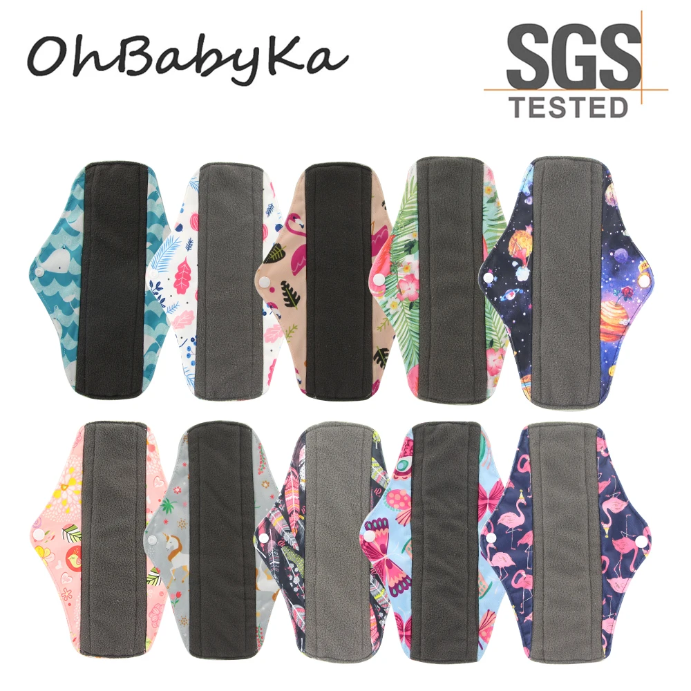 OhBabyKa моющийся санитарный амбушюры из бамбукового угля тканевые подкладки