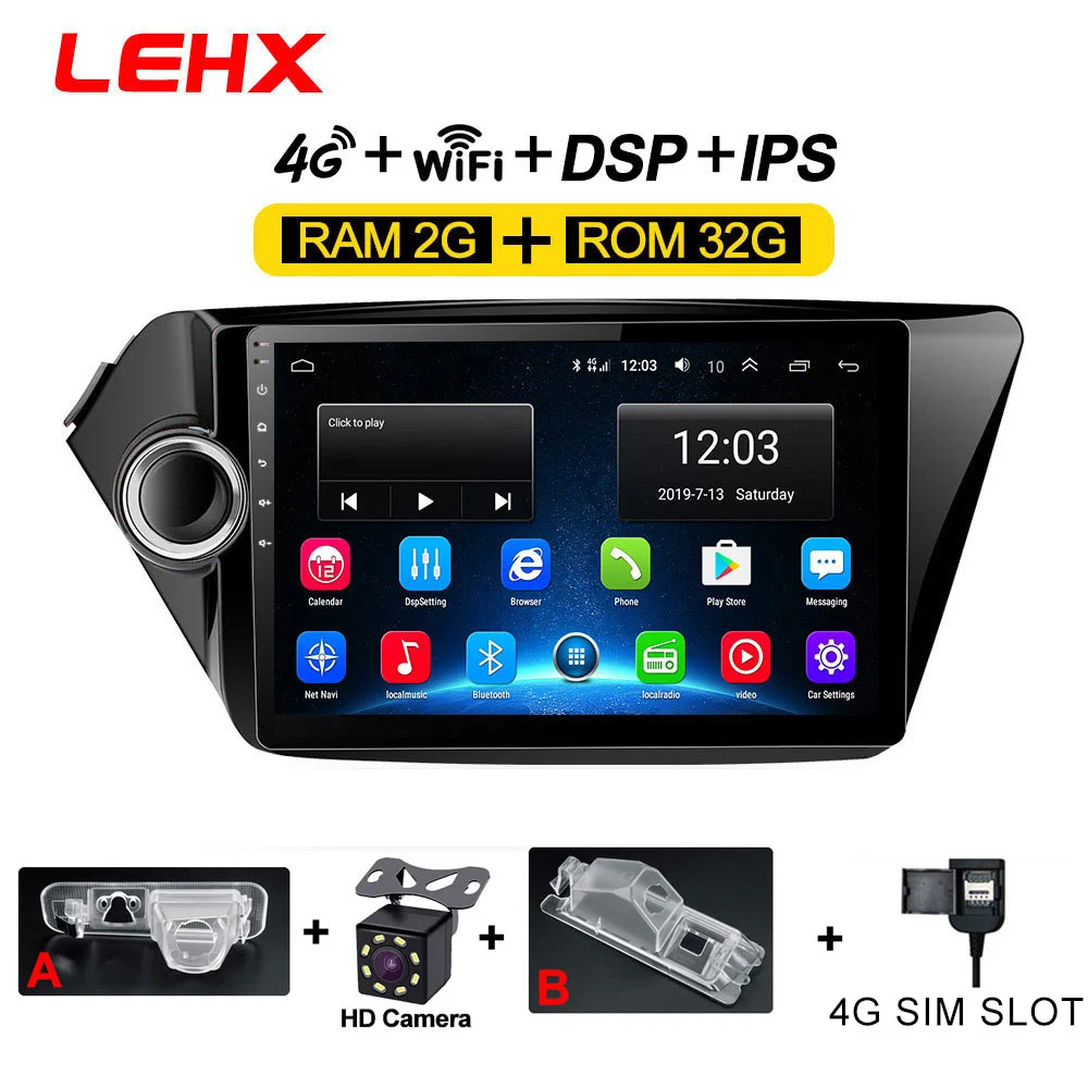 K3-932-4G-S-CAM 2din Android 8,1 автомобиль радио мультимедиа плеер gps navigatio для Kia RIO 3 4 Rio 2010 2011 2012 2013 - Цвет: K3-932-4G-S-CAM