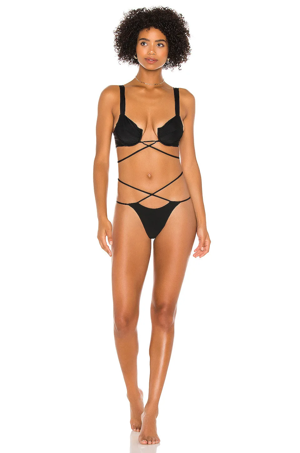 

Push Up Swimsuit Women Black Two Pieces Solid Bikini Set Lace Up Bandage Swimwear Backless Sexy Beachwear Party Pool Suit