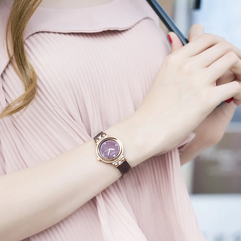 

KIMIO Woman Milanese Mesh Watches Weave Stainless Steel Ladies Bracelet Dress Watch Rose Gold With Box horloge dames montre