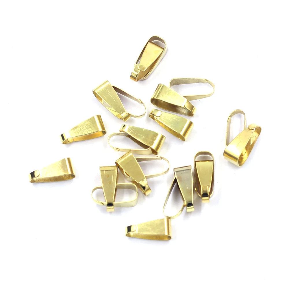 

100Pcs/200Pcs Clips Bail Clasps Dot Carved Alloy Metal Gold Plated For Charms Necklaces Jewelry DIY Making Findings 11x4mm