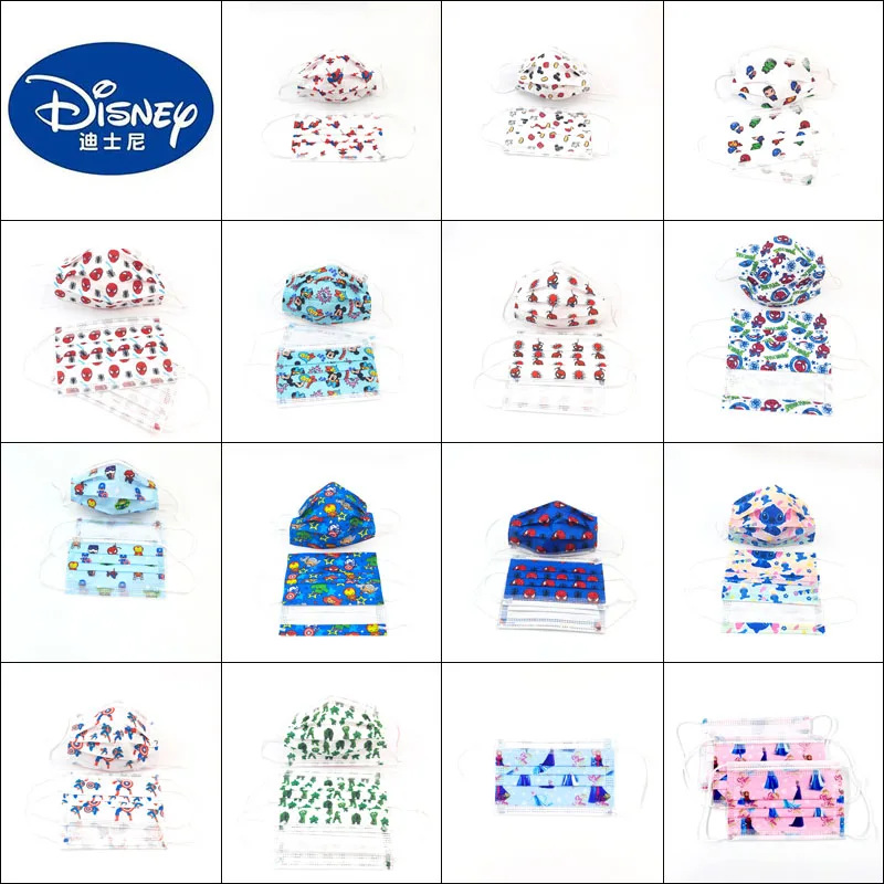 50 шт. одноразовые детские маски с принтом Диснея милые Мультяшные аниме для лица