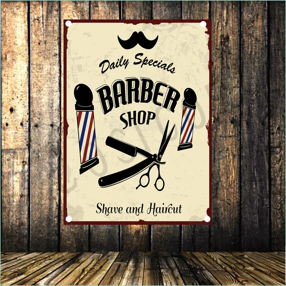 Hairstyle Tattoo Hairdresser's tattoo vintage poster cloth painting shabby chic flag banner Wall Sticker Barber Shop decoration | Дом и