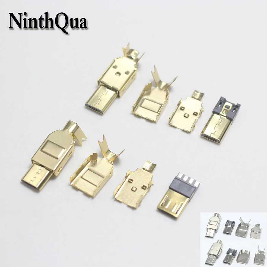 20 комплектов 6/8 мм Micro USB 5Pin 2 0 3 в 1 Позолоченный разъем для ремонта проводов DIY