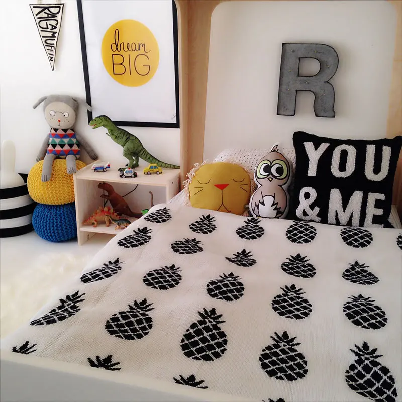 Модное простое детское Хлопковое трикотажное одеяло для новорожденных