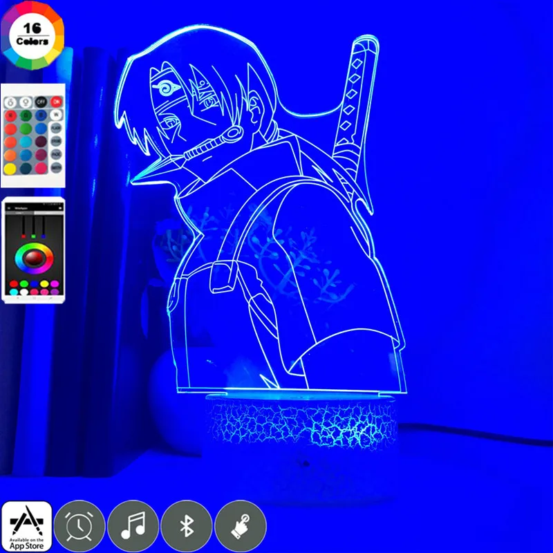 Ночник Наруто с 3D рисунком Итачи и учихи из аниме светодиодный светильник для