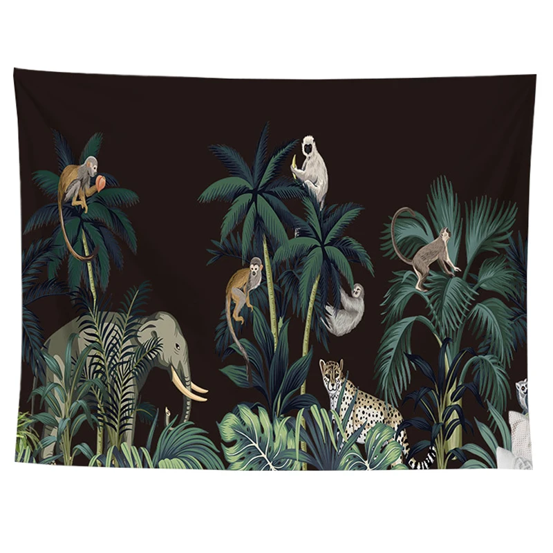 Гобелен с пальмами джунглей Настенный Ковер эстетический декор для комнат