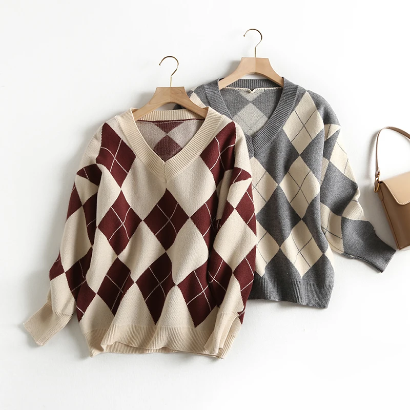 Женский свитер 2019 новый осенний вязаный женский пуловер с v-образным вырезом и