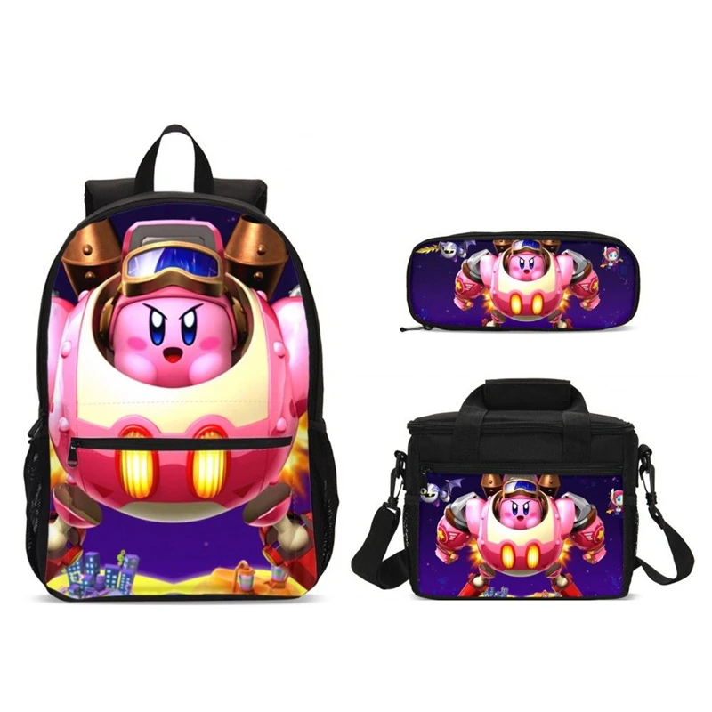 3 шт. школьные рюкзаки для мальчиков и девочек подростков сумки с рисунком Кирби