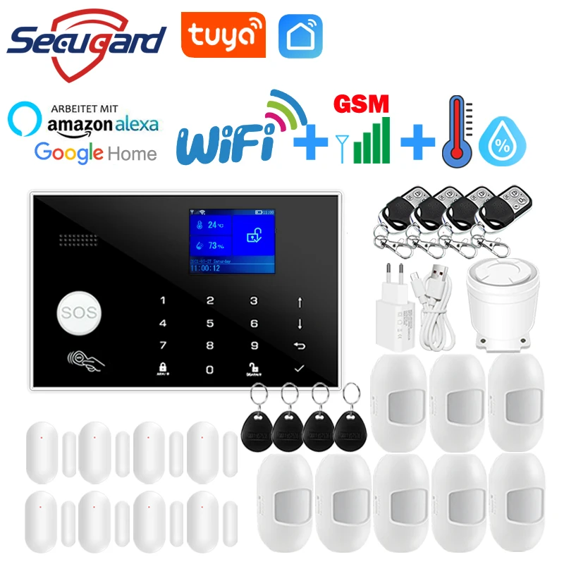 Sistema de alarma inteligente para el hogar, alarma de seguridad antirrobo con WiFi, GSM, pantalla TFT, aplicación RFID, teclado táctil, compatible con conmutación de voz