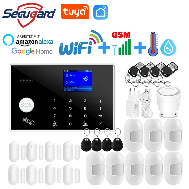 Система охранной сигнализации Smart Home Wi-Fi GSM дисплей с датчиком температуры и