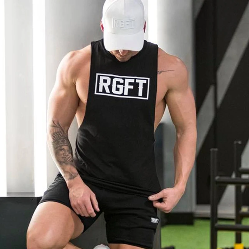 

Cotton printed round neck sleeveless men's vest summer fitness quality sportswear bodybuilding brand jogger men's sportswear