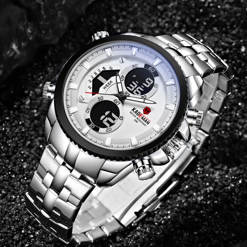 Новые роскошные мужские часы 30 м водонепроницаемые спортивные светодиодные