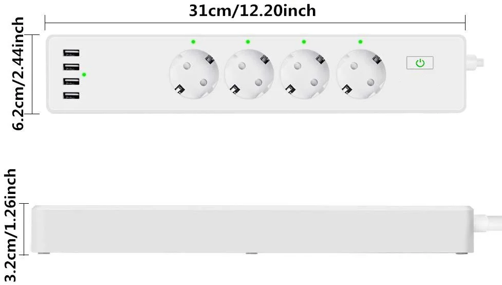 Умный удлинитель с поддержкой Wi Fi 4 евророзетки порта USB для зарядки|Умные