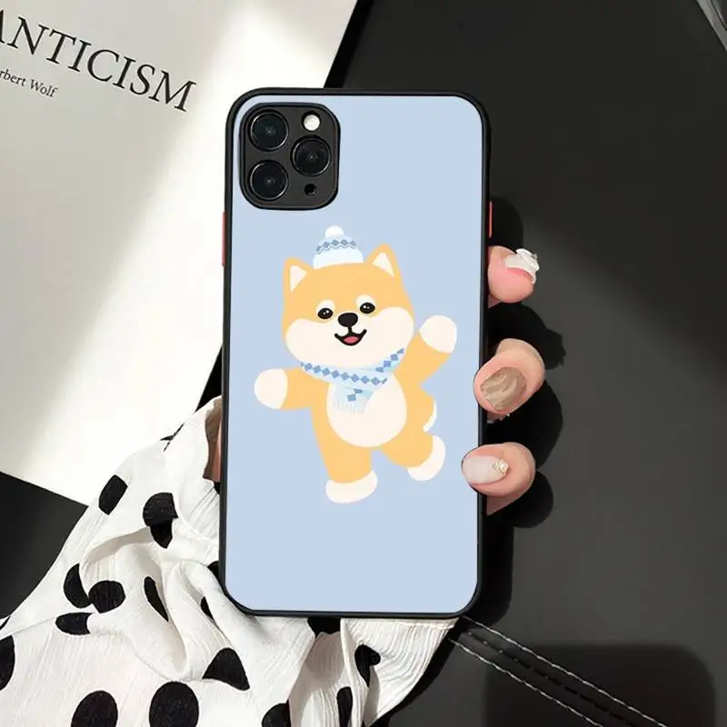 

Phone Case For iPhone 12 11 Mini Pro XR XS Max 7 8 Plus X Cute Shiba Inu Corgi Matte transparent cover