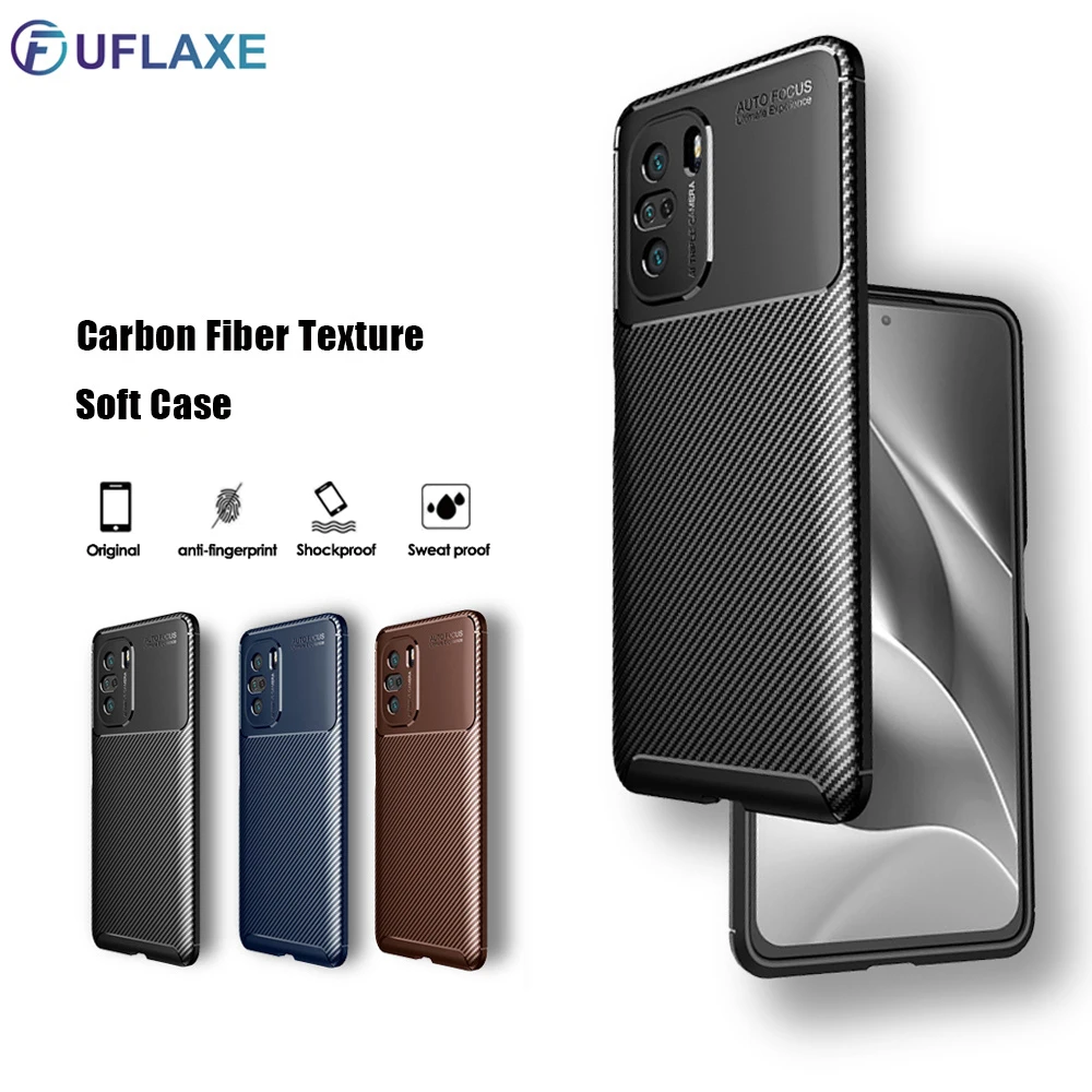 

UFlaxe Soft Silicone Case for Xiaomi Redmi K40 Pro Plus Gaming Carbon Fiber Texture Shockproof Cover Redmi K20 K30 Ultra Zoom