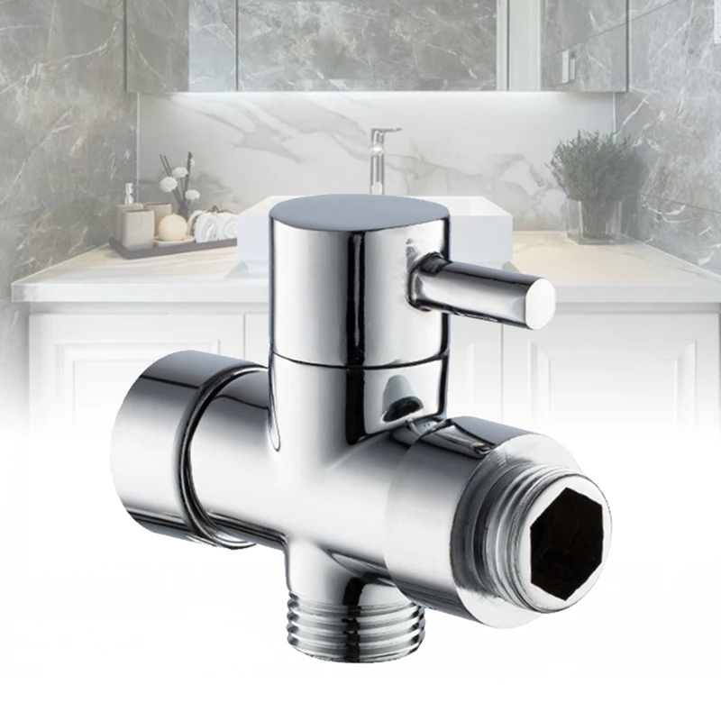 

Three-Way Switch Diverter Durable One Inlet and Two Outlet Corner Valve Bathroom Toilet Shower Switch Valve