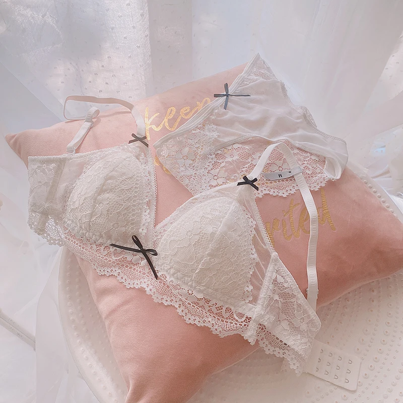 Комплект нижнего белья со стальным кольцом японский милый комплект с вышивкой и