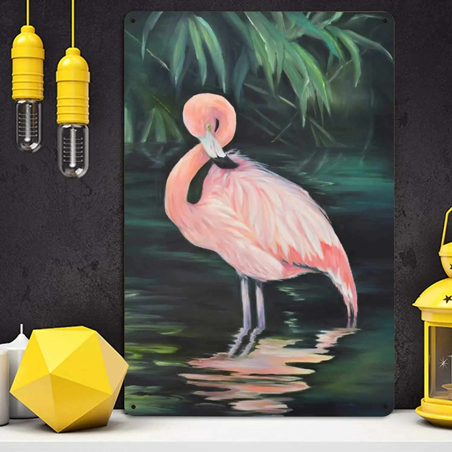 

Flamingo Wall Metal Poster Retro Plaque Warning Tin Sign Iron Painting Decoration Funny Hanging Crafts 8X12 Inch