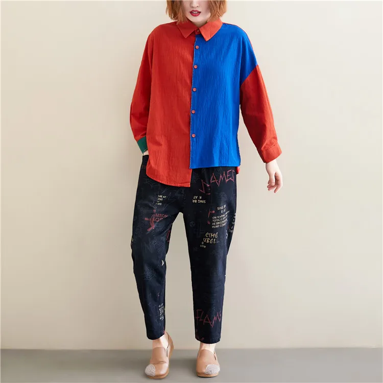Женская свободная рубашка-блуза Повседневная Осенняя рубашка-Блуза