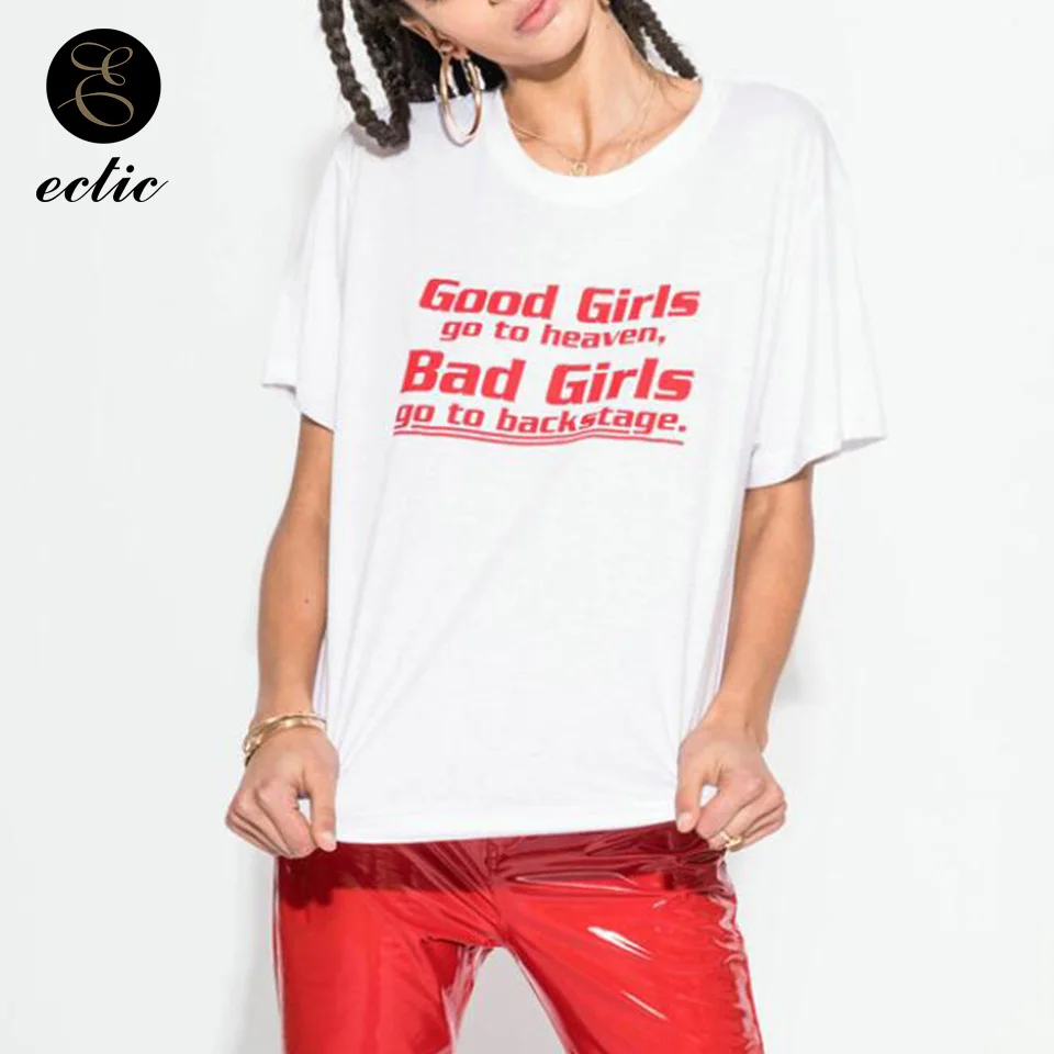 Забавный Буква Принт Хорошее Девочка Плохой Девушка Текст Лозунг Майка