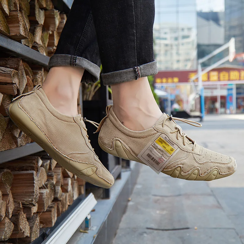 

Plus Size Suede Leather Shoes Men Loafers Breathable Octopus Casual Shoes Soft Driving Shoes Flats Walking Male Footwear 39-46