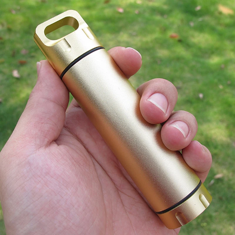 

For Storage Portable Waterproof Capsule Sealed Bottle Aluminum Alloy Outdoor Survival Medicine Box Multifunctional Container