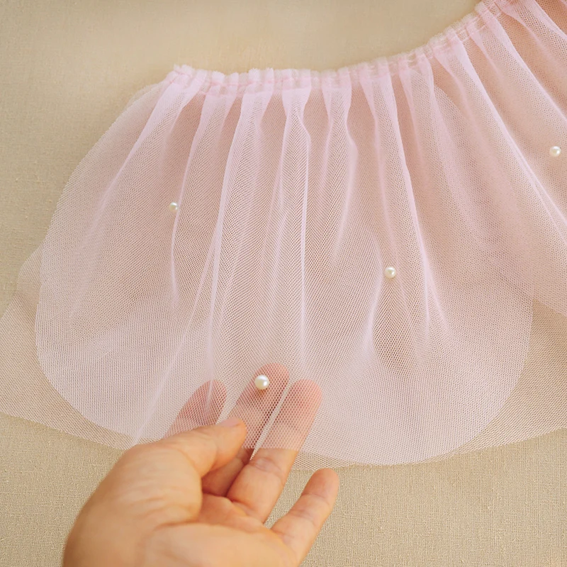 3 метра 25 см ширина белый розовый с оборками кружевная отделка жемчужная