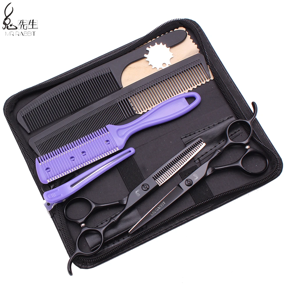 Профессиональные ножницы 5 дюйма 6 дюймов Mr Rabbit JP стальные черные Парикмахерские