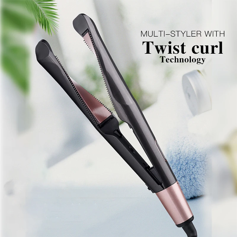 Black Professional Flat Iron LED Hair Straightener Curlers Twisted Plate 2 in 1 Ceramic Curling Iron hair curler for All Hair Types - Цвет: Black