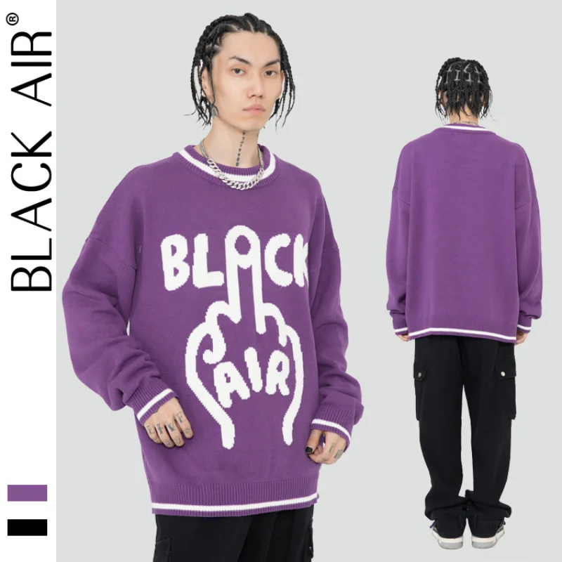 

BLACKAIR Funny graphic sweaters high street Harajuku oversized knit sweater casual men and women fashion tops