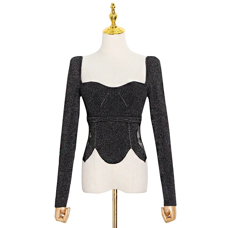 

Restoring ancient ways in the spring of the new fashion temperament party led hubble-bubble sleeve lace hem stitching petals co